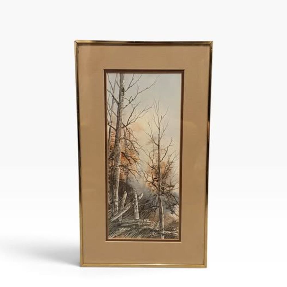 Vintage Supote Krikul Hand-Signed Limited Lithograph Landscape – Framed Wall Art
